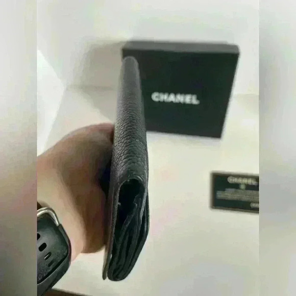 Authentic CHANEL CC Logo Coin Case Wallet Caviar Skin Leather Black Vintage - Picture 11 of 16